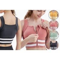 Front Zipper Sports Bra - 4 Sizes & Colours! - Yellow