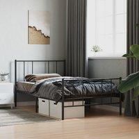 Metal Bed Frame with Headboard and Footboard Black 90x190 cm Single