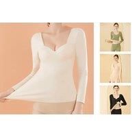 Women'S Thermal Underwear Top - Black, White, Nude, Green