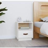 Bedside Cabinet White 40x34x45 cm Solid Wood Pine