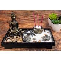 Mini Desk Top Buddha Japanese Zen Garden Kit - Incense Bundle