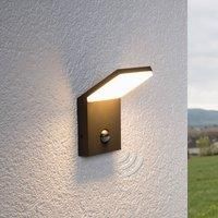 Lucande  Outdoor Wall Light 'Nevio' with motion detector (modern) in Black made of Aluminium (1 light source,) from wall lamp for exterior/interior