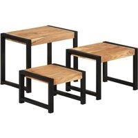 Nesting Tables 3 pcs Solid Wood with Sheesham Finish