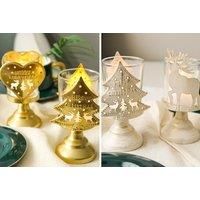 Christmas Candlestick Ornament - 4 Designs, White And Gold