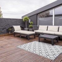 Esschert Design Outdoor Rug Graphics 180x121 cm Grey and White OC25