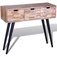 Console Table with 3 Drawers Reclaimed Teak Wood