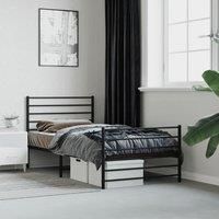 Metal Bed Frame with Headboard and Footboard Black 75x190 cm Small Single