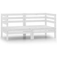 Garden Corner Sofas 2 pcs White Solid Pinewood