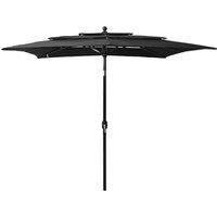 3-Tier Parasol with Aluminium Pole Black 2.5x2.5 m