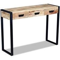 Console Table with 3 Drawers Solid Mango Wood 110x35x78 cm