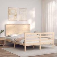 Bed Frame with Headboard Small Double Solid Wood