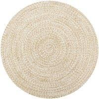 Handmade Rug Jute White and Natural 90 cm