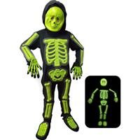 IKALI Kids Halloween Skeleton Costume, Glow in the Dark 3D 4pcs 4-6