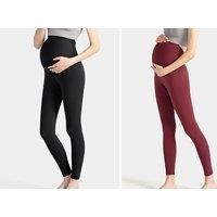 Maternity High Waist Gym Leggings - 2 Colours & Uk Sizes 6-12 - Black