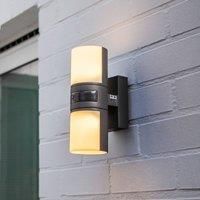 CYRA LED Outdoor Wall Light with Motion Sensor, Modern Outdoor Light, Wall Light Made of Aluminium in Anthracite, 350° Rotation, 1000 lm