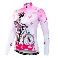 weimostar Women's Long Sleeve Bike Bicycle Riding Cycling Jersey Pink