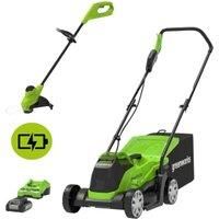 Greenworks 24V Cordless 33cm Lawnmower and 25cm Line Trimmer Kit