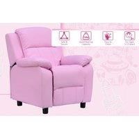 Children'S Pink Recliner Armchair With Storage