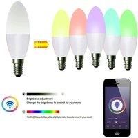 WiFi Smart Led Light Bulb E14 Base, 4.5W Dimmable Alexa Candle Light Bulbs for Bedroom & Living Room Ceiling, Colour Changing RGBCW Lights, Works with Google Home, Remote Controlled Via App