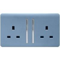 Trendi Switch 2 Gang Artistic Modern Glossy 13 Amp Switched Tactile Plug Socket Sky ART-SKT213L