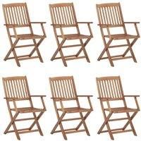 Folding Outdoor Chairs 6 pcs Solid Acacia Wood