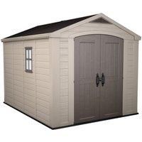 Keter Factor Outdoor Plastic Garden Storage Shed, Beige, 8 x 11 ft