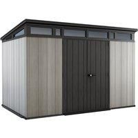 Keter Artisan Pent Outdoor Plastic Garden Storage Shed, Grey, 11 x 7 ft