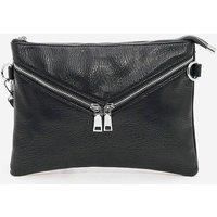 Triangle Zip Clutch Bag Black