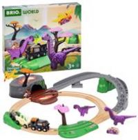 BRIO World Dinosaur Adventure Train Set for Kids Age 3 Years Up, Wooden Railway Accessories and Add Ons