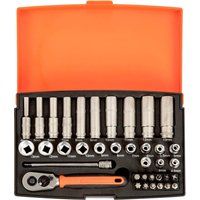 Bahco SL25L 1/4£ Drive 37 Piece Metric Standard & Deep Socket and Bit Set 4-13mm