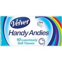 Velvet Handy Andies 10 Luxurious Pocket Pack Tissues 4 Ply