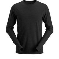 Snickers 2427 Mens AllroundWork Wool Long Sleeve T Shirt Black XS