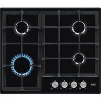 AEG 3000 Series 60cm 4 Burner Gas Hob with Wok Burner - Black HGX64200SB