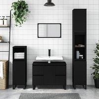 Bathroom Cabinet Black 30x30x100 cm Engineered Wood