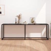 Console Table Black Marble 220x35x75.5cm Tempered Glass