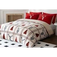 Teddy Bear Fleece Christmas Duvet & Pillow Case Set - 4 Sizes & 2 Designs