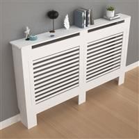 (Horizontal Large 152 x 19 x 92cm) 92cm Tall Radiator Cover Modern Cabinet MDF Slats Wood Grill