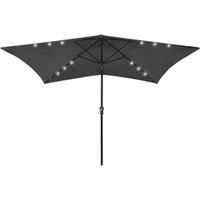 Parasol with LEDs and Steel Pole Anthracite 2x3 m