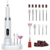 21-Piece Cordless Electric Nail Drill Kit With A Rechargeable Base - White