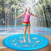 Sprinkler Pad Inflatable Splash Play Mat Splash Pad for Kids Dog Paddling Pool, PVC Non-Slip Foldable Dog Swimming Pool Bath Tub Toddlers