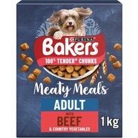 Bakers Meaty Meals Adult Dry Dog Food Beef 1kg