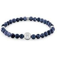 Tommy Hilfiger Mens Blue Ip Sodalite Beaded Bracelet