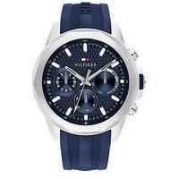 Tommy Hilfiger Mens Blue Ip Silicone Strap Watch