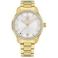 Tommy Hilfiger Womens Gold Plated Watch With A Crystal Bezel Finish