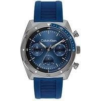 Calvin Klein Mens Calvin Klein Blue Ip Silicone Strap Watch