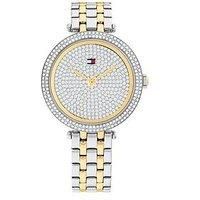 Tommy Hilfiger Womens Two-Tone Stainless Steel And Gold Plated Watch With Crystal Bezel And Dial