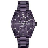 Hugo Ladies #Fast For Her Purple Ip Multifunction Bracelet Watch