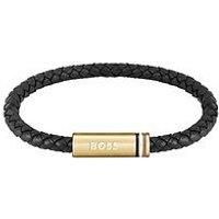 Boss Gents Boss Ares Single Braided Black Leather Bracelet