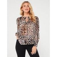 Guess Ls Brigida Top - Jaguar Cat Print