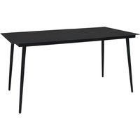 Garden Dining Table Black 190x90x74 cm Steel and Glass